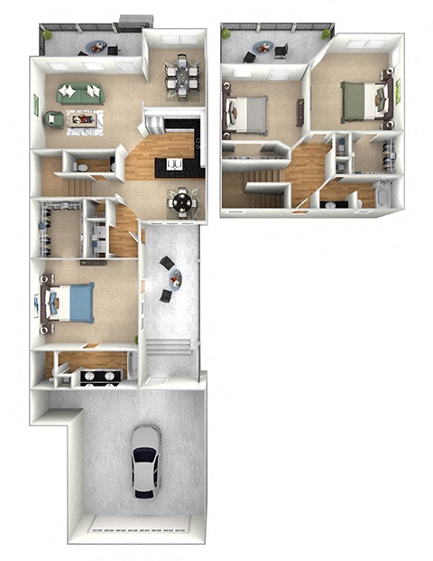 Floor plan for 3 beds, 2.5 baths, 1602 sqft
